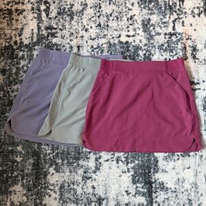 3 Athletic Skort Trio in Plum, Sage, and Lavender | Sz S